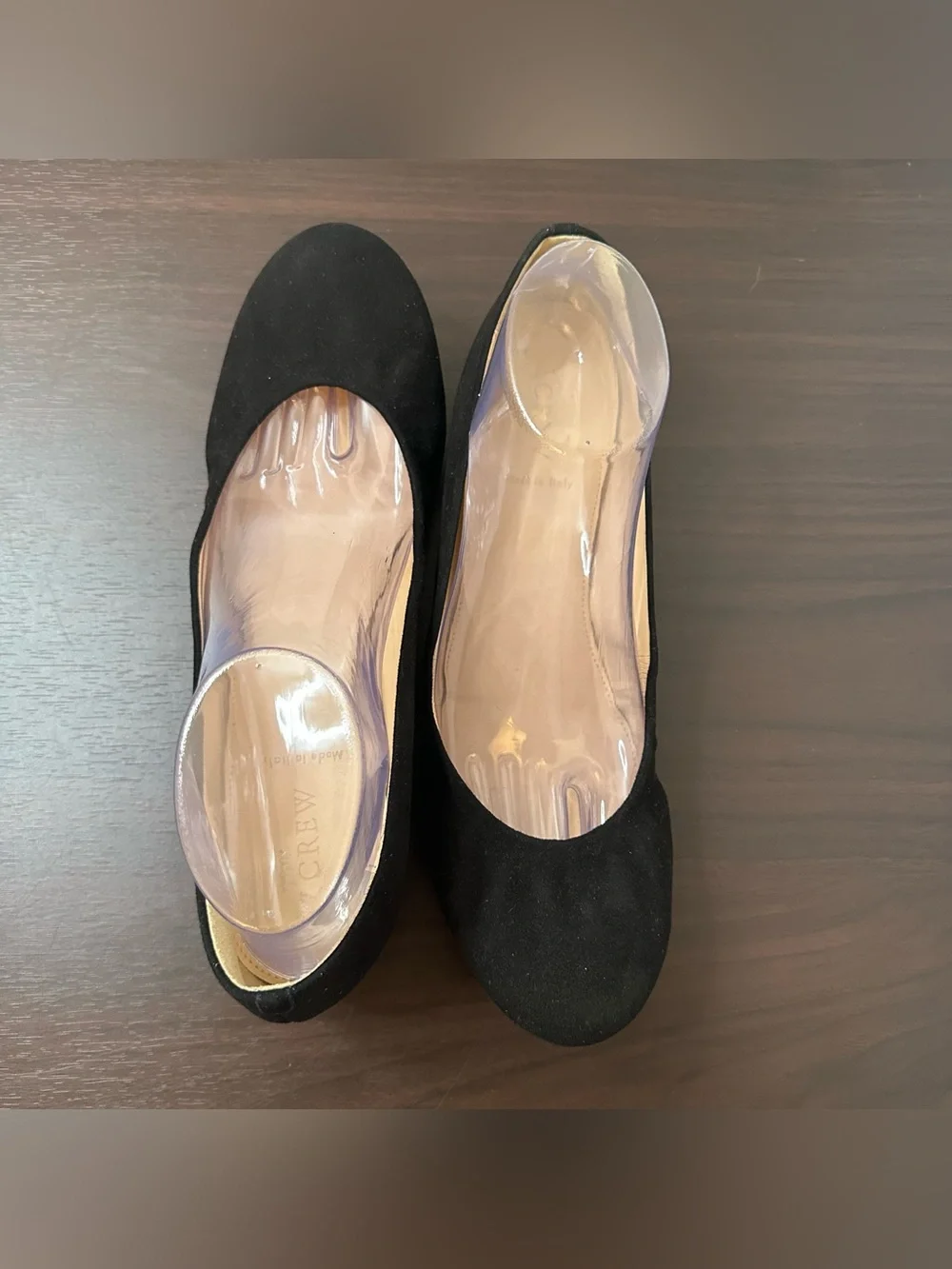 J. CREW Black Suede Round Toe Slip-On Ballet Flats, US 10.5 Classic Capsule, New